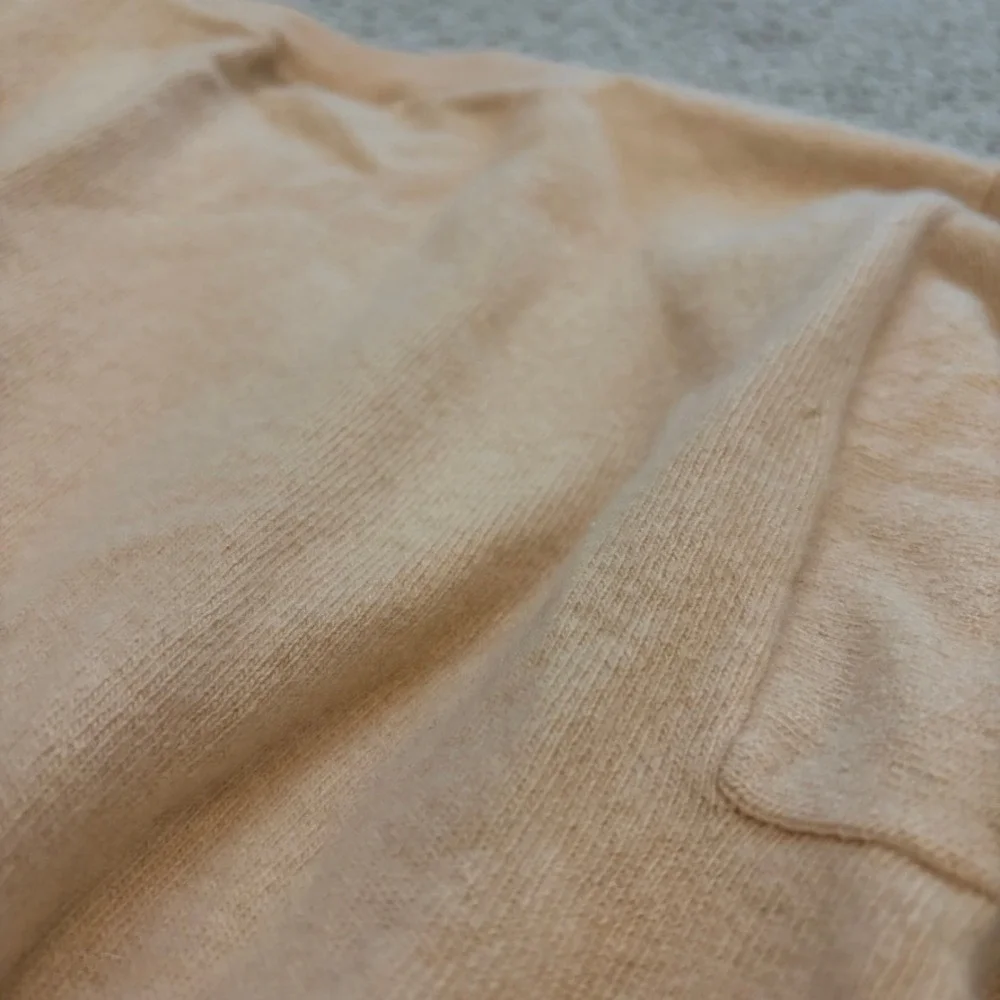Gloria Sachs 100% Cashmere Sweater Womens S Tan Short Sleeve Crewneck Luxury